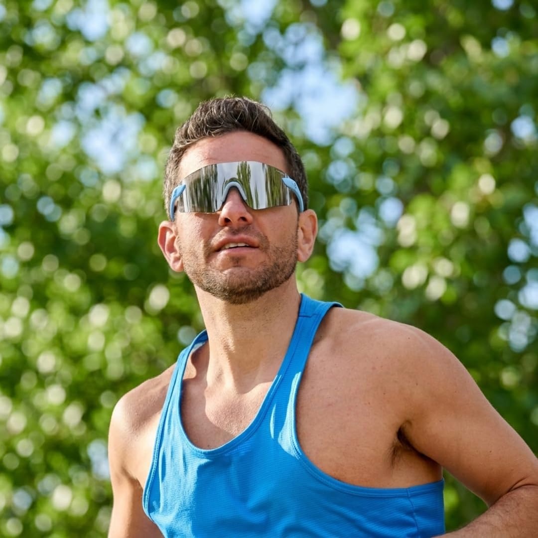 Tifosi Vogel SL Sport Sunglasses Men & Women – Ideal For Baseball, Cycling, Cricket, Golf, Hiking, Running(Kinetic Blue  Silver Mirror)