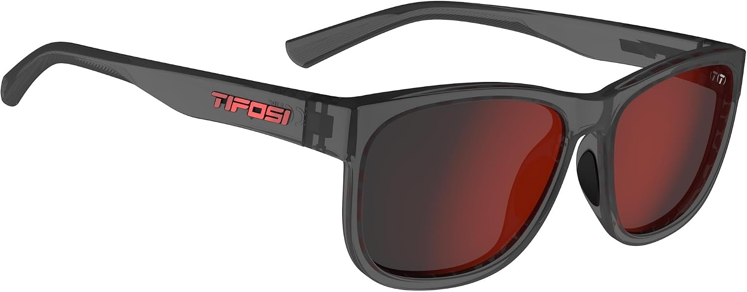 Tifosi Optics Swank XL Sunglasses(Satin Vapor/Smoke Lens With Red Mirror)