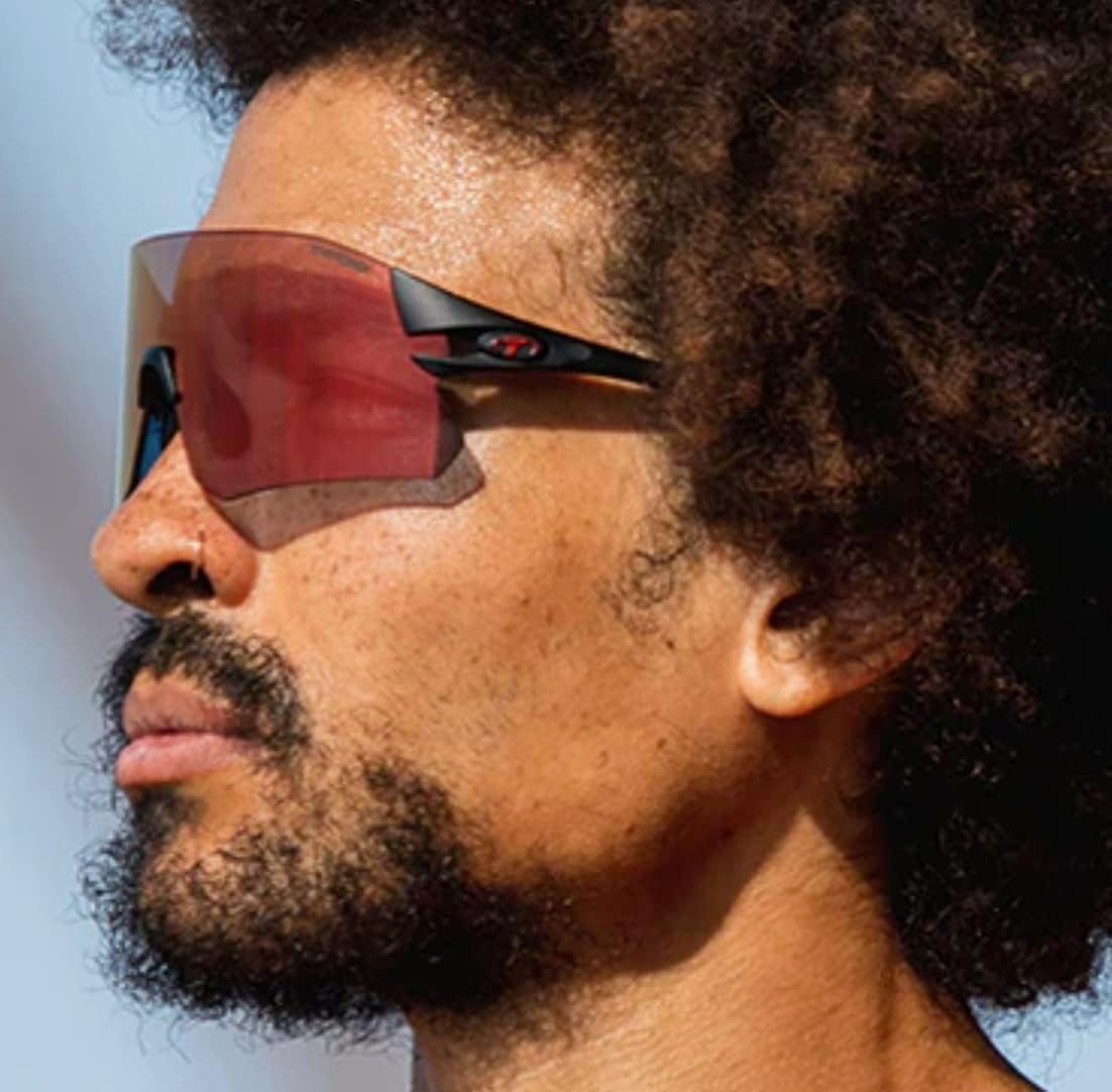Rail Sport Sunglasses – Ideal For Cycling (Gravel, MTB & Road), Baseball & Softball(Matte Black (Clarion Red Fototec))