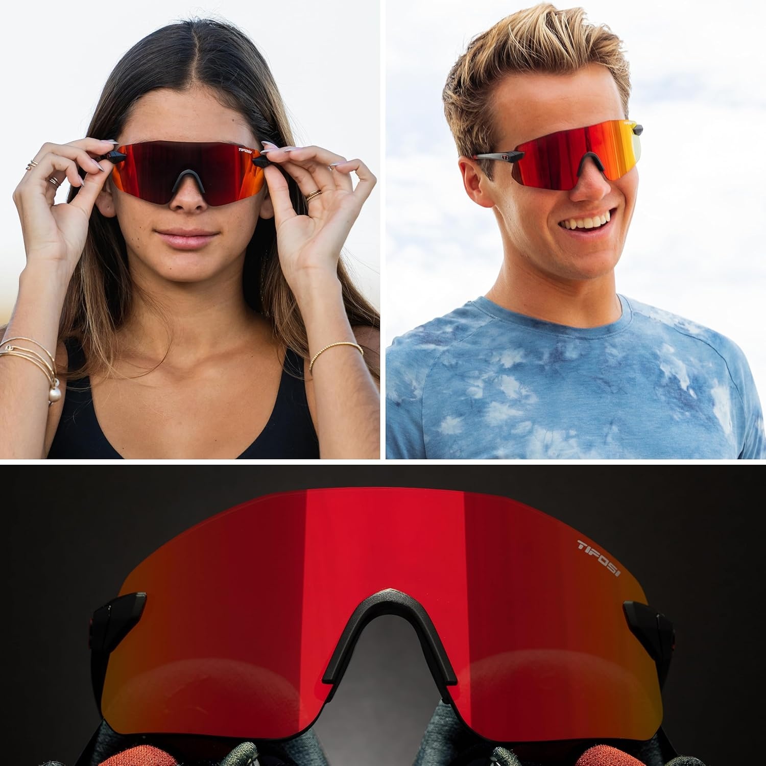 Tifosi Vogel SL Sport Sunglasses Men & Women – Ideal For Baseball, Cycling, Cricket, Golf, Hiking, Running(Matte Black  Smoke Red)