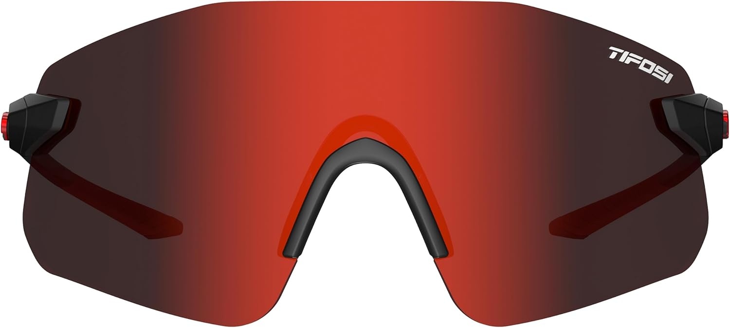 Tifosi Vogel SL Sport Sunglasses Men & Women – Ideal For Baseball, Cycling, Cricket, Golf, Hiking, Running(Matte Black  Smoke Red)