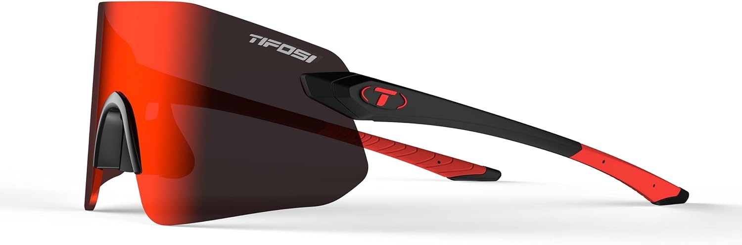 Tifosi Vogel SL Sport Sunglasses Men & Women – Ideal For Baseball, Cycling, Cricket, Golf, Hiking, Running(Matte Black  Smoke Red)
