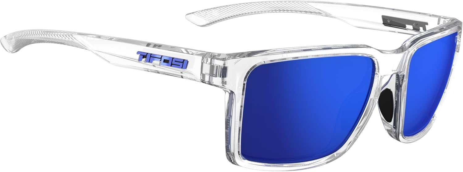 Tifosi Sylo Lifestyle Sunglasses – Men & Women, Golf, Running, Shatterproof(Crystal Clear (Cobalt Blue Mirror))