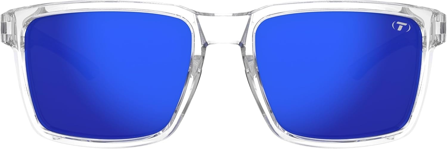 Tifosi Sylo Lifestyle Sunglasses – Men & Women, Golf, Running, Shatterproof(Crystal Clear (Cobalt Blue Mirror))
