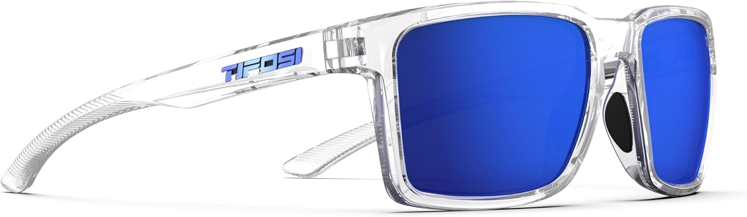 Tifosi Sylo Lifestyle Sunglasses – Men & Women, Golf, Running, Shatterproof(Crystal Clear (Cobalt Blue Mirror))