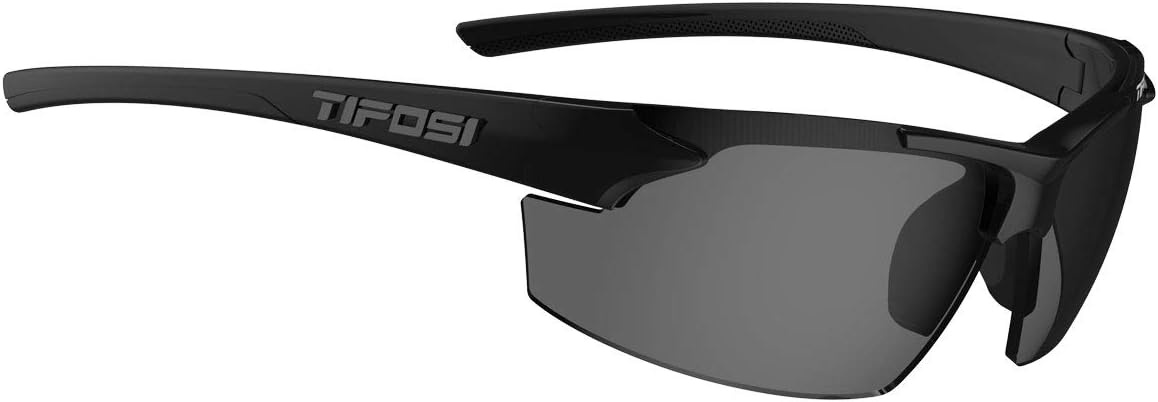 Tifosi Track Sport Men & Women Sunglasses – Ideal For Baseball, Golf, Pickleball, Running and Tennis – Unisex Glasses(Gloss Black (Smoke Lens))