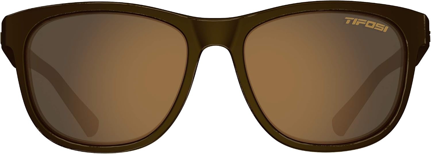 Tifosi Swick Lifestyle Sport Sunglasses – Cycling, Golf & Hiking | 100% UVA/UVB, shatterproof polycarbonate. Integrated hinge, hydrophilic nose pads. For cycling, golf, hiking & running.(Distressed Bronze/Brown Polarized)