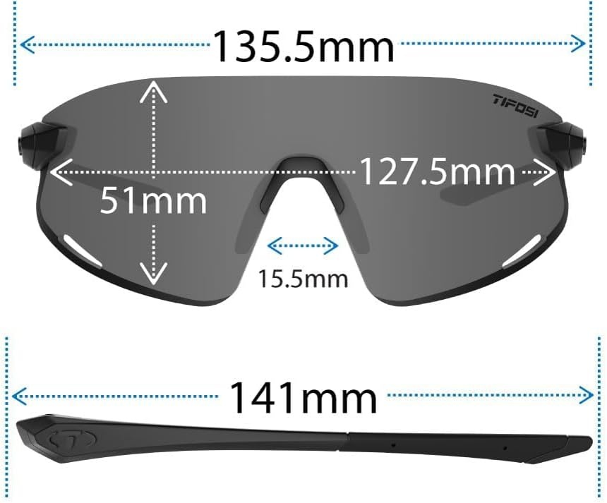Tifosi Optics Vogel XC Sunglasses Sport Sunglasses Men & Women Small- Medium Fit: Ideal For Baseball, Cycling, Golf, Running(Blackout  Smoke)