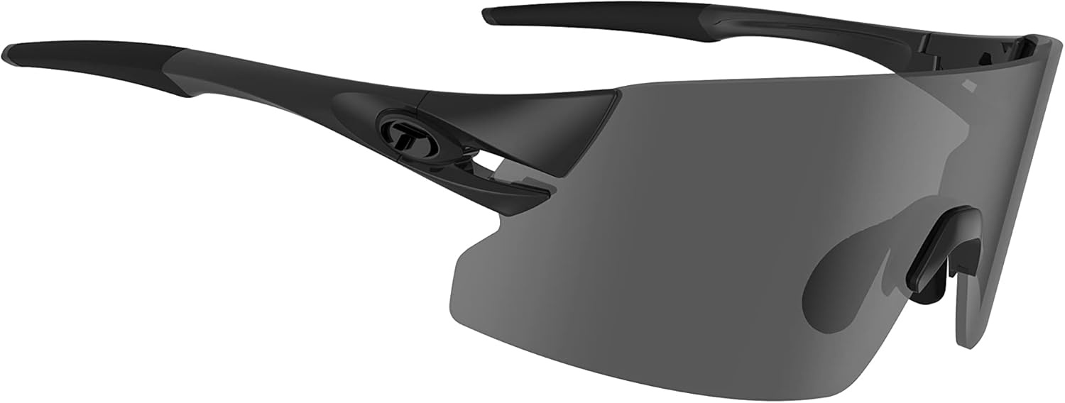 Tifosi Optics Rail XC Sport Sunglasses – Ideal For Cycling (Road & Gravel), Baseball, Softball and Running(Blackout (Smoke/Ac Red/Clear))