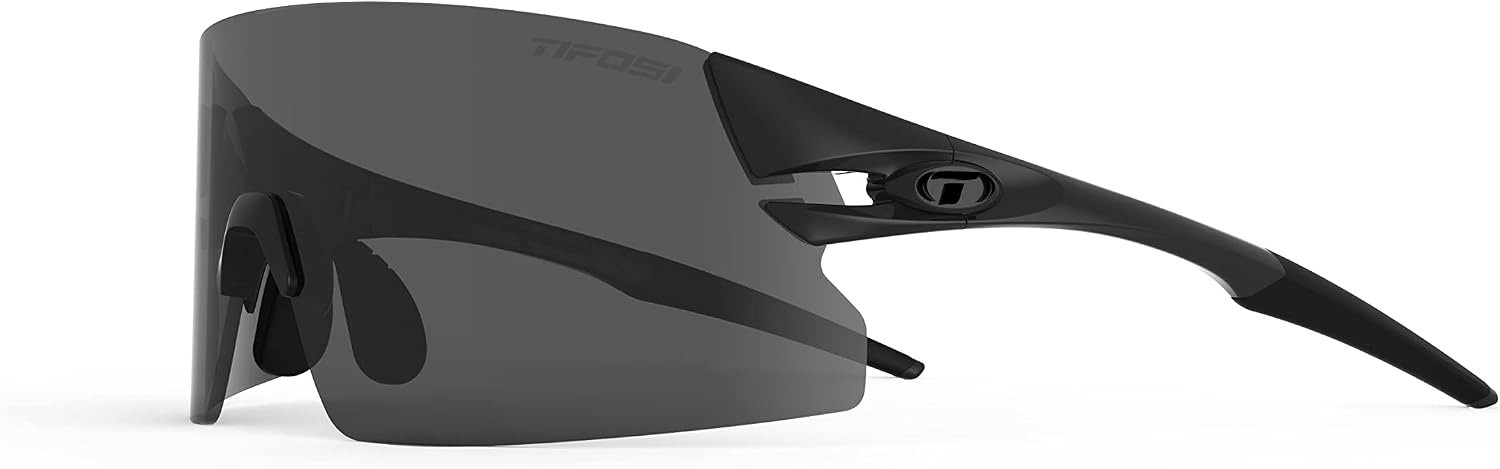 Tifosi Optics Rail XC Sport Sunglasses – Ideal For Cycling (Road & Gravel), Baseball, Softball and Running(Blackout (Smoke/Ac Red/Clear))