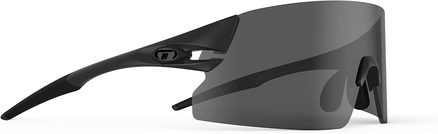 Tifosi Optics Rail XC Sport Sunglasses – Ideal For Cycling (Road & Gravel), Baseball, Softball and Running(Blackout (Smoke/Ac Red/Clear))