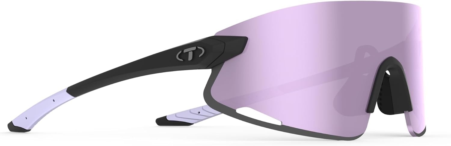 Tifosi Optics Vogel XC Sunglasses Sport Sunglasses Men & Women Small- Medium Fit: Ideal For Baseball, Cycling, Golf, Running(Matte Black  Violet Mirror)