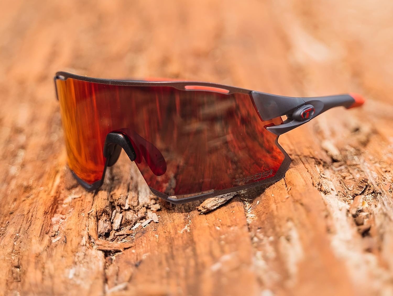 Tifosi Rail Race Cycling Sunglasses Men & Women Interchange Lens Options- Ideal For Cycling, Road, Gravel, MTB & Baseball(Satin Vapor (Clarion Red/Clear))