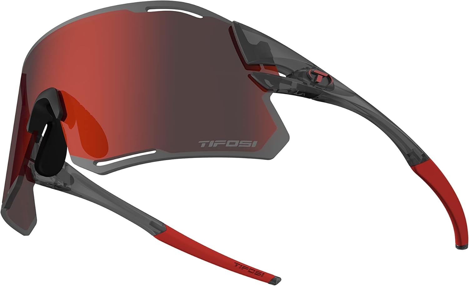 Tifosi Rail Race Cycling Sunglasses Men & Women Interchange Lens Options- Ideal For Cycling, Road, Gravel, MTB & Baseball(Satin Vapor (Clarion Red/Clear))