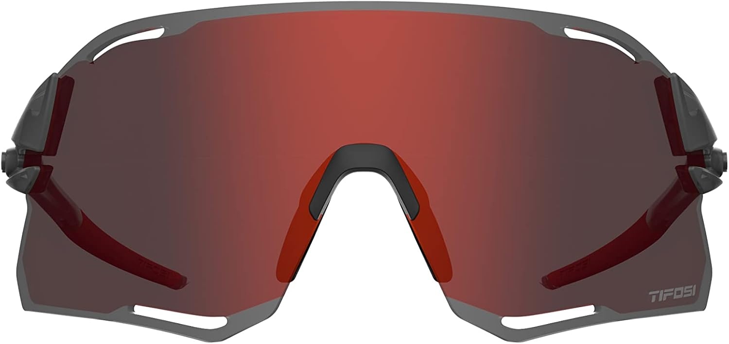 Tifosi Rail Race Cycling Sunglasses Men & Women Interchange Lens Options- Ideal For Cycling, Road, Gravel, MTB & Baseball(Satin Vapor (Clarion Red/Clear))