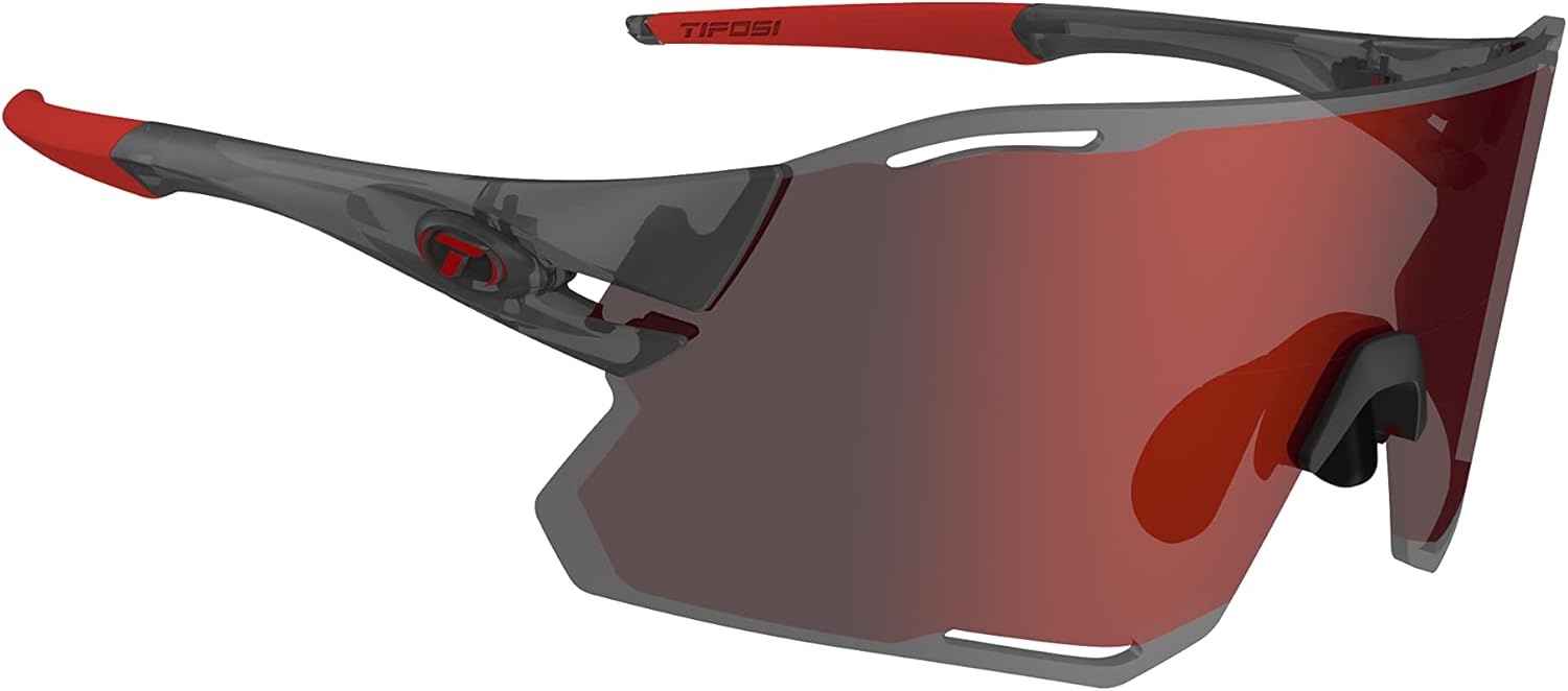 Tifosi Rail Race Cycling Sunglasses Men & Women Interchange Lens Options- Ideal For Cycling, Road, Gravel, MTB & Baseball(Satin Vapor (Clarion Red/Clear))
