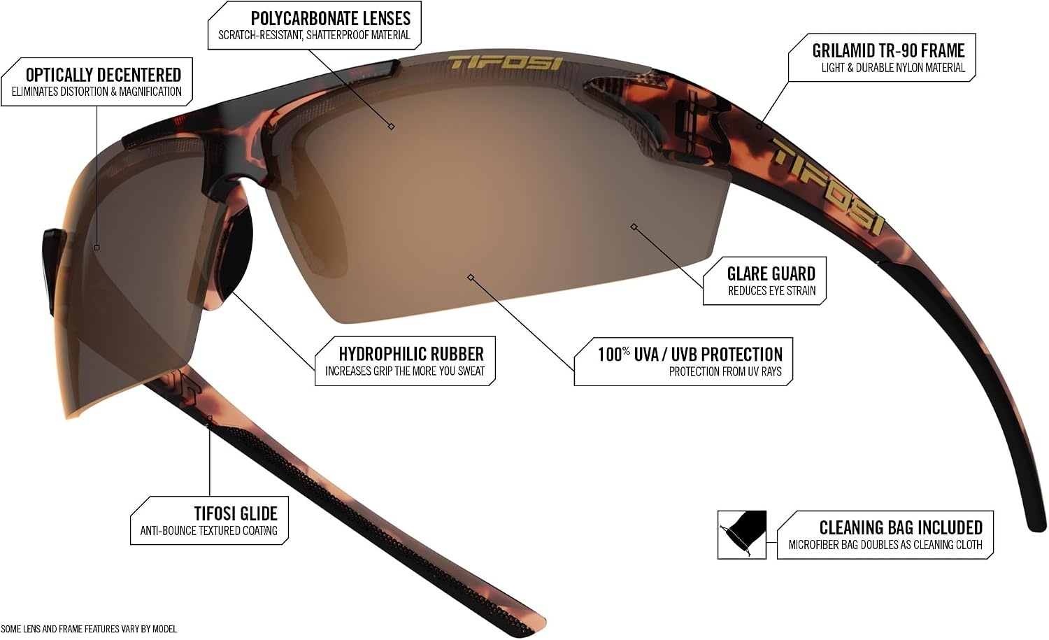 Tifosi Track Sport Men & Women Sunglasses – Ideal For Baseball, Golf, Pickleball, Running and Tennis – Unisex Glasses(White/Black (Smoke Bright Blue Lens))