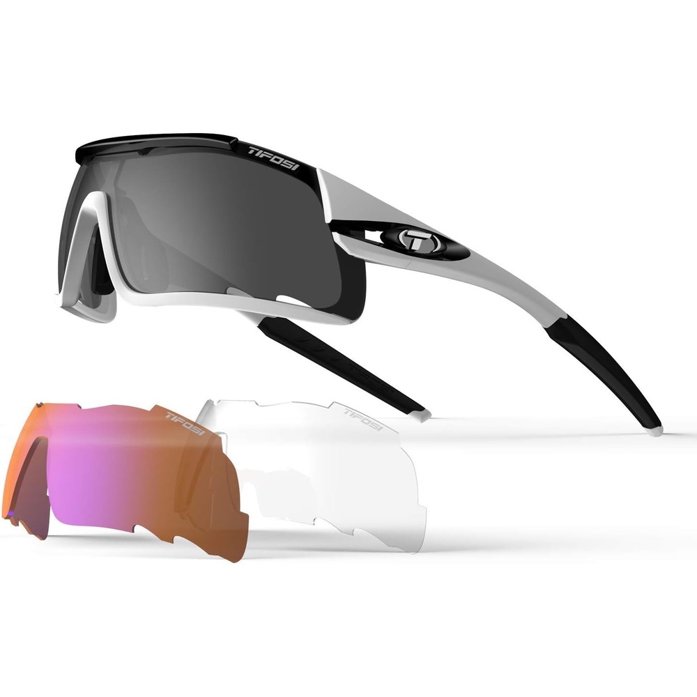 Tifosi Optics Davos(Matte White/Black Frame W/3-lens Interchange Kit)