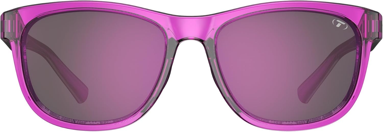 Tifosi Swank Sport Sunglasses – Tangle Free – Ideal For Cycling, Golf, Hiking, Pickleball, Running and Great Lifestyle Look(Neon Purple Punch/Smoke Lens With Purple Mirror With Ar)