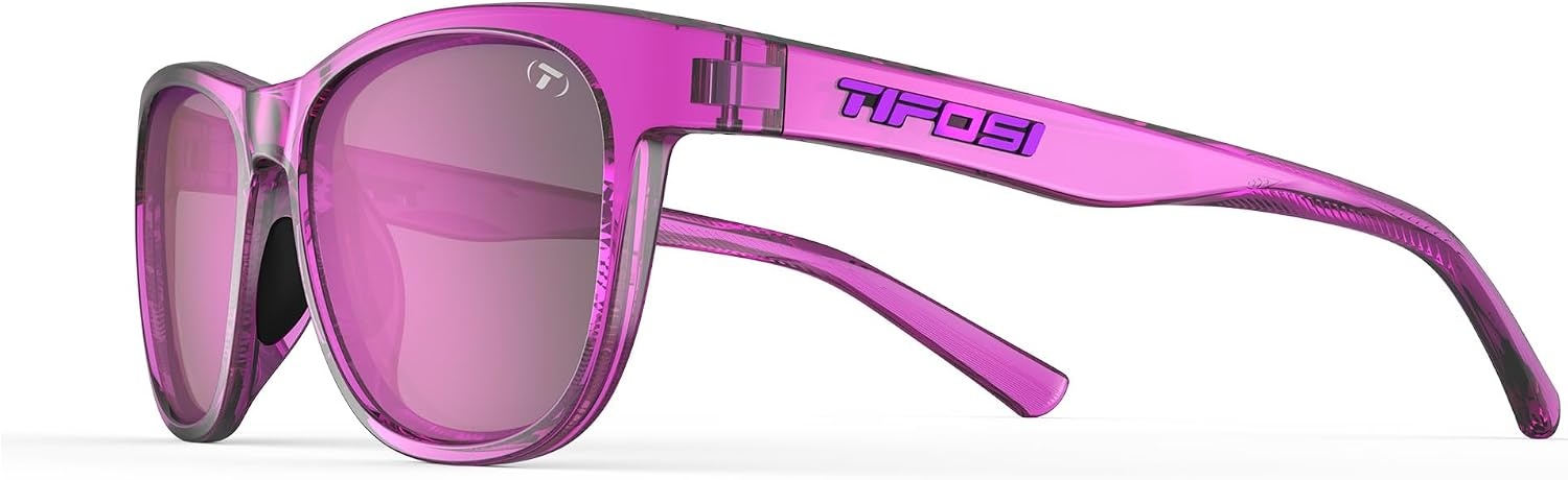 Tifosi Swank Sport Sunglasses – Tangle Free – Ideal For Cycling, Golf, Hiking, Pickleball, Running and Great Lifestyle Look(Neon Purple Punch/Smoke Lens With Purple Mirror With Ar)