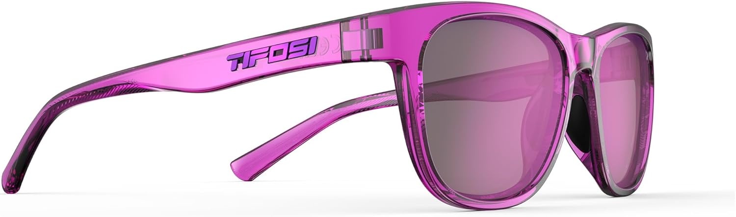 Tifosi Swank Sport Sunglasses – Tangle Free – Ideal For Cycling, Golf, Hiking, Pickleball, Running and Great Lifestyle Look(Neon Purple Punch/Smoke Lens With Purple Mirror With Ar)
