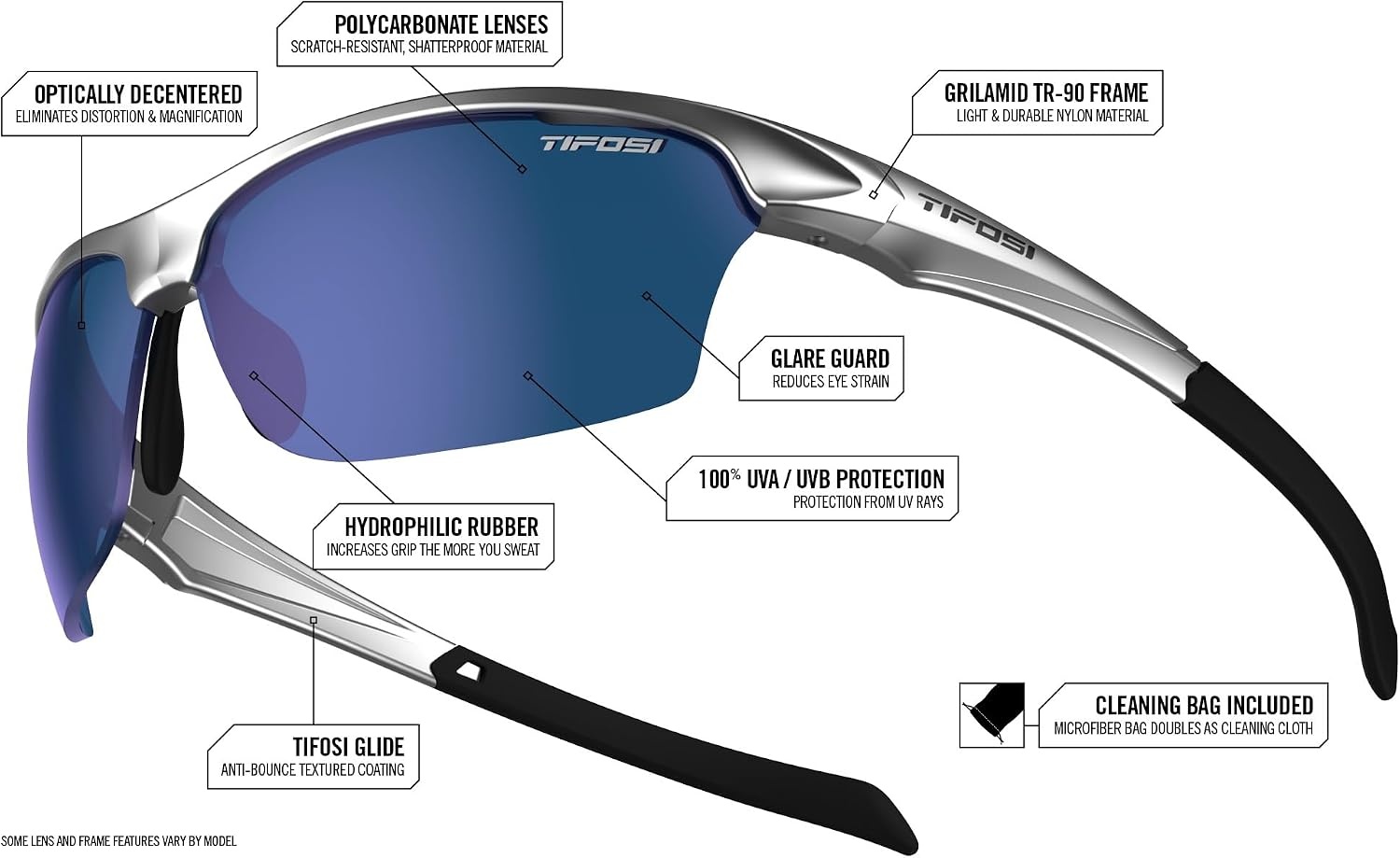 Tifosi Intense Sport Sunglasses Men & Women – Ideal For Golf, Pickleball, Running & Tennis. Vented Lenses Prevent Fogging(Matte Gunmetal W/ Clear Lenses)