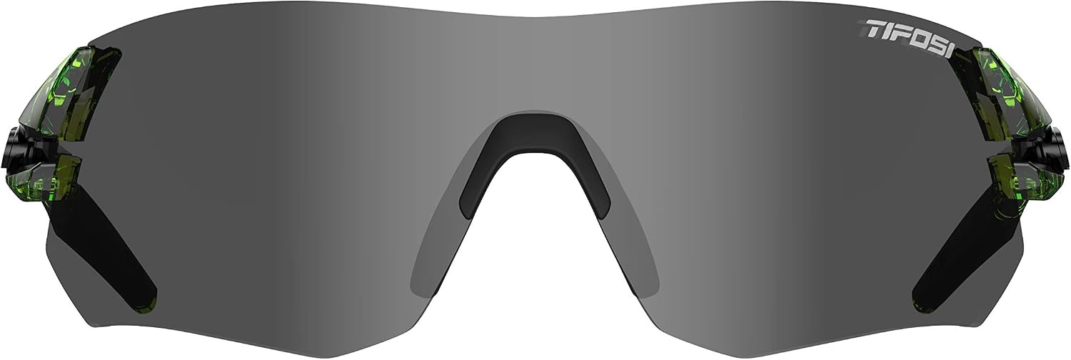 Tifosi Tsali Sport Sunglasses – Ideal For Cycling, Hiking, Running(Crystal Neon Green (Smoke/Ac Red/Clear))