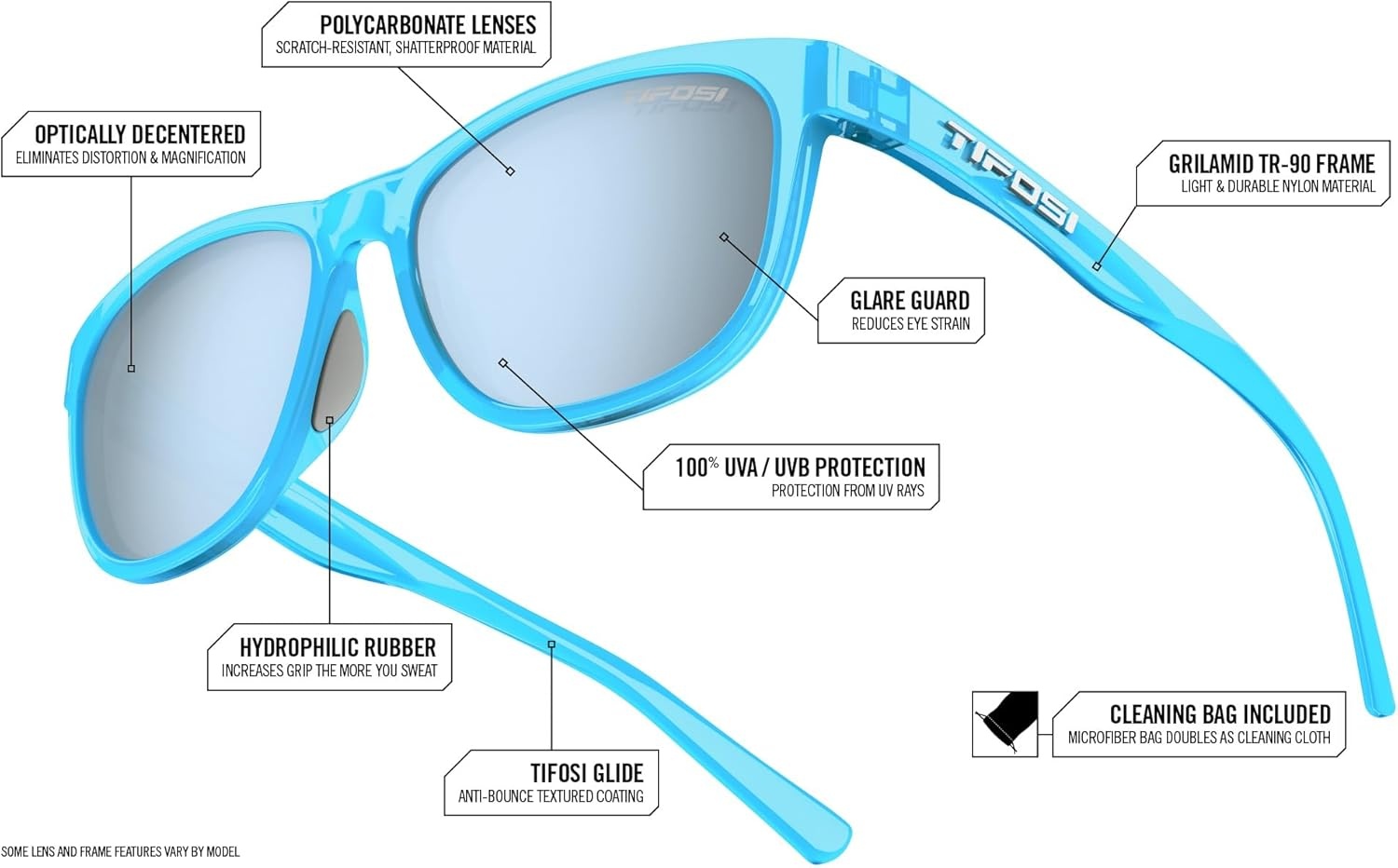 Tifosi Optics Swank Sunglasses Bundle with Case and Eyewear Straps(Brown Fade/Brown)