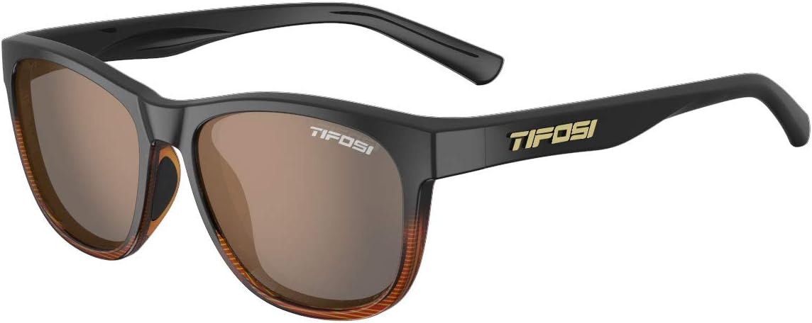 Tifosi Optics Swank Sunglasses Bundle with Case and Eyewear Straps(Brown Fade/Brown)