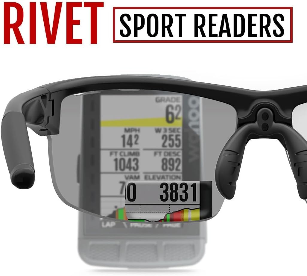 Rivet Sport Sunglasses, Ideal For Cycling, Golf, Pickleball, Running And Tennis(Blackout (Clarion Red Fototec +1.5))