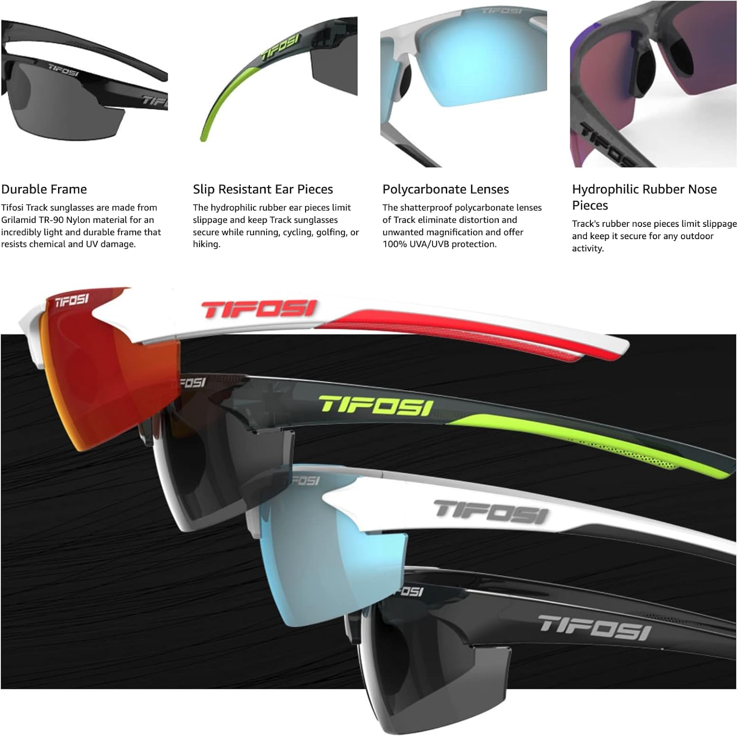 Tifosi Track Sport Men & Women Sunglasses – Ideal For Baseball, Golf, Pickleball, Running and Tennis – Unisex Glasses(Tortoise (Brown Lens))