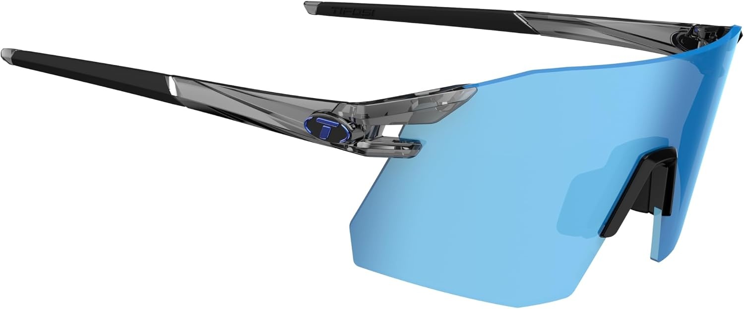 Tifosi Moab XC Rimless Cycling Sunglasses – Running, Pickleball(Crystal Smoke (Clarion Blue/Ac Red/Clear))