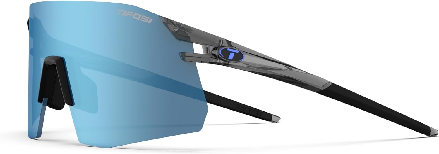 Tifosi Moab XC Rimless Cycling Sunglasses – Running, Pickleball(Crystal Smoke (Clarion Blue/Ac Red/Clear))