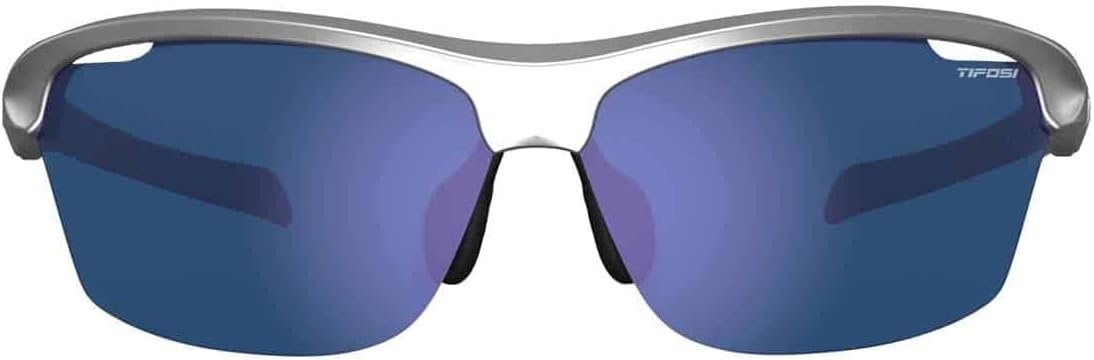 Tifosi Intense Sport Sunglasses Men & Women – Ideal For Golf, Pickleball, Running & Tennis. Vented Lenses Prevent Fogging(Silver W/Smoke Lens Blue Mirror)