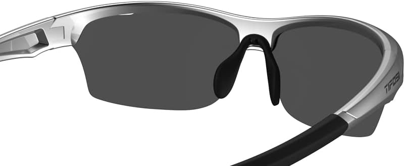 Tifosi Intense Sport Sunglasses Men & Women – Ideal For Golf, Pickleball, Running & Tennis. Vented Lenses Prevent Fogging(Silver W/Smoke Lens Blue Mirror)