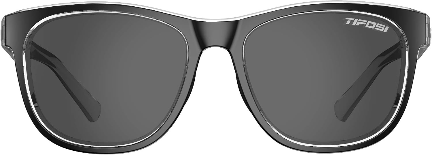 Tifosi Optics Swank Sunglasses Bundle with Case and Eyewear Straps(Onyx Clear/Smoke)