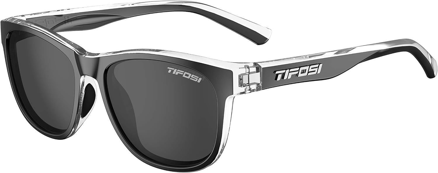 Tifosi Optics Swank Sunglasses Bundle with Case and Eyewear Straps(Onyx Clear/Smoke)