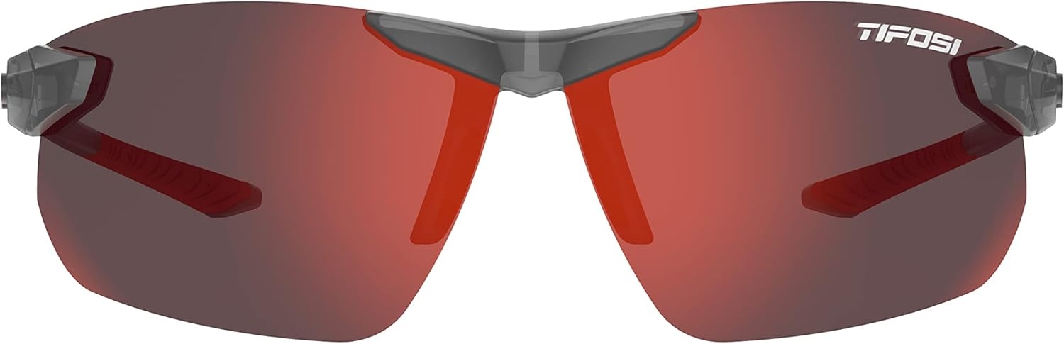 Tifosi Seek FC 2.0 Sport Sunglasses Men & Women – Ideal For Cycling, Golf, Hiking, Running, Tennis & Pickleball(Satin Vapor  Smoke Red)