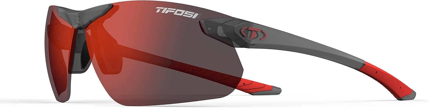 Tifosi Seek FC 2.0 Sport Sunglasses Men & Women – Ideal For Cycling, Golf, Hiking, Running, Tennis & Pickleball(Satin Vapor  Smoke Red)
