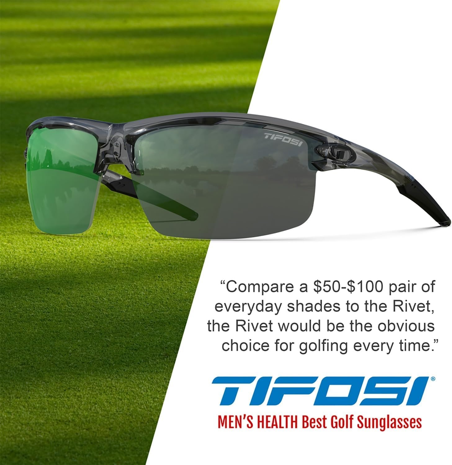 Rivet Sport Sunglasses, Ideal For Cycling, Golf, Pickleball, Running And Tennis(Crystal Smoke (Enliven Golf))