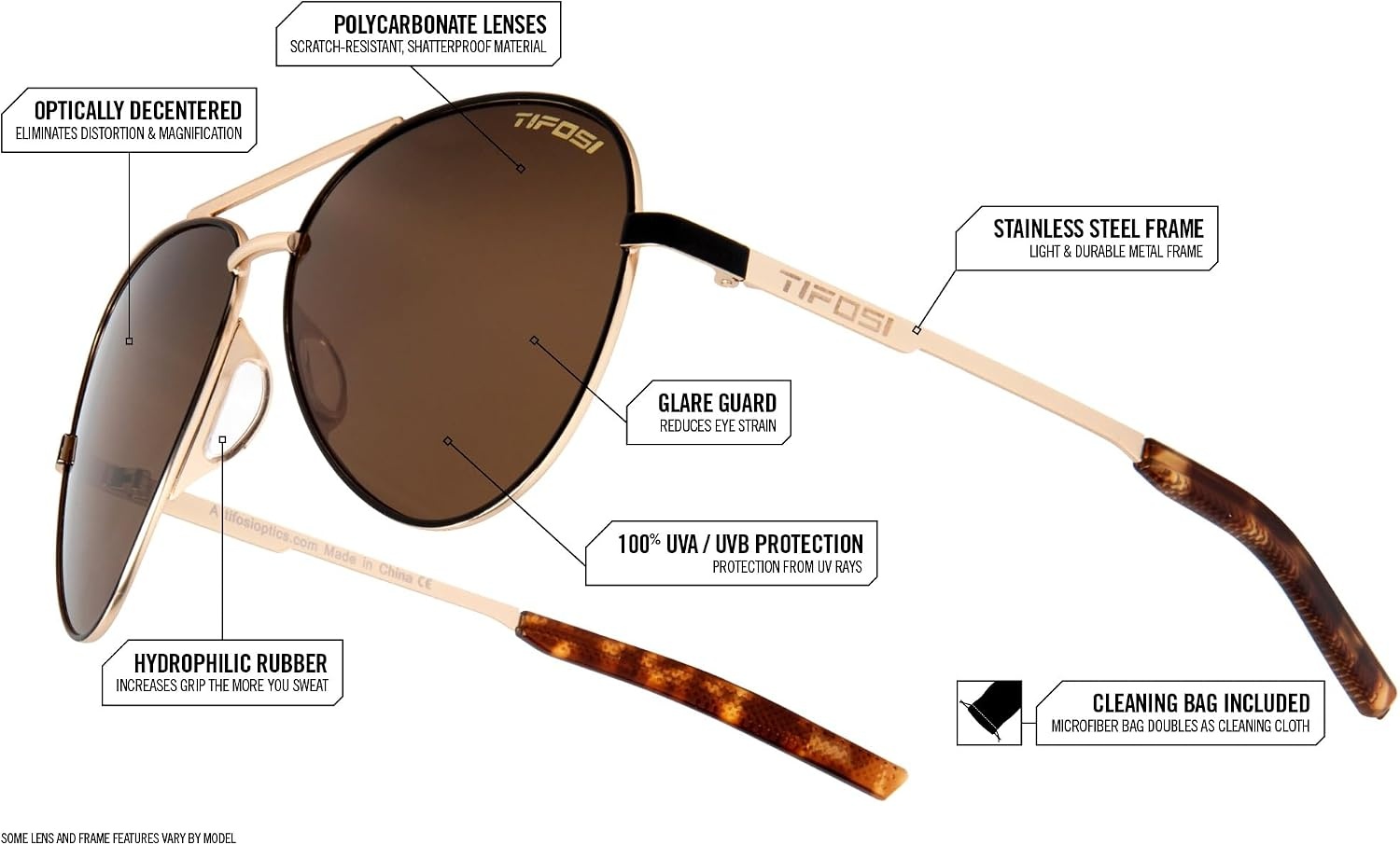 Tifosi Shwae Tangle Free Aviator Sunglasses For Men & Women – Ideal For Flying, Golf, Hiking and Running(Gold (Pink Mirror))