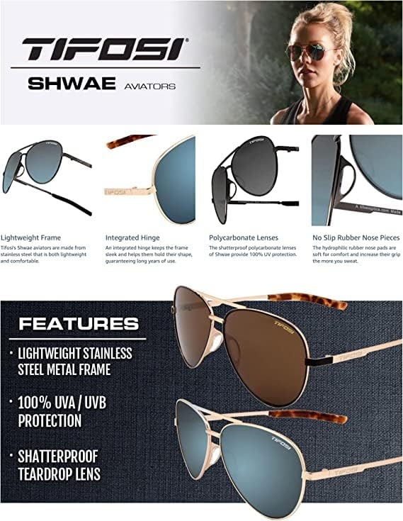 Tifosi Shwae Tangle Free Aviator Sunglasses For Men & Women – Ideal For Flying, Golf, Hiking and Running(Gold (Pink Mirror))