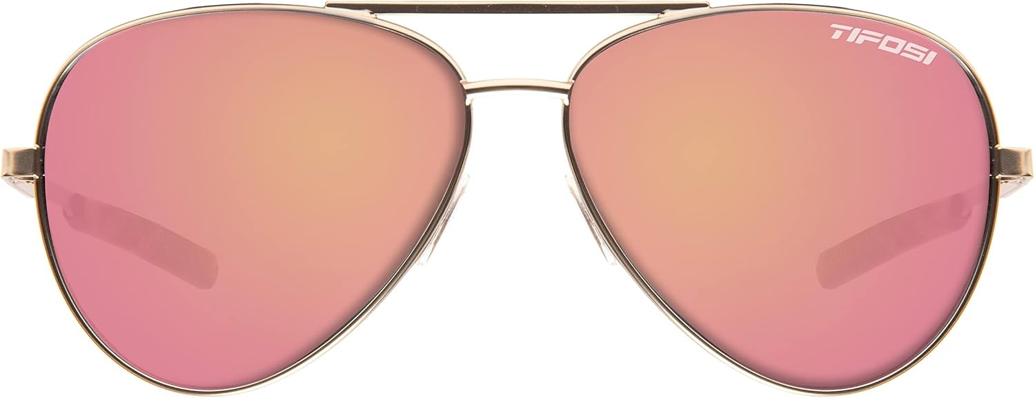 Tifosi Shwae Tangle Free Aviator Sunglasses For Men & Women – Ideal For Flying, Golf, Hiking and Running(Gold (Pink Mirror))