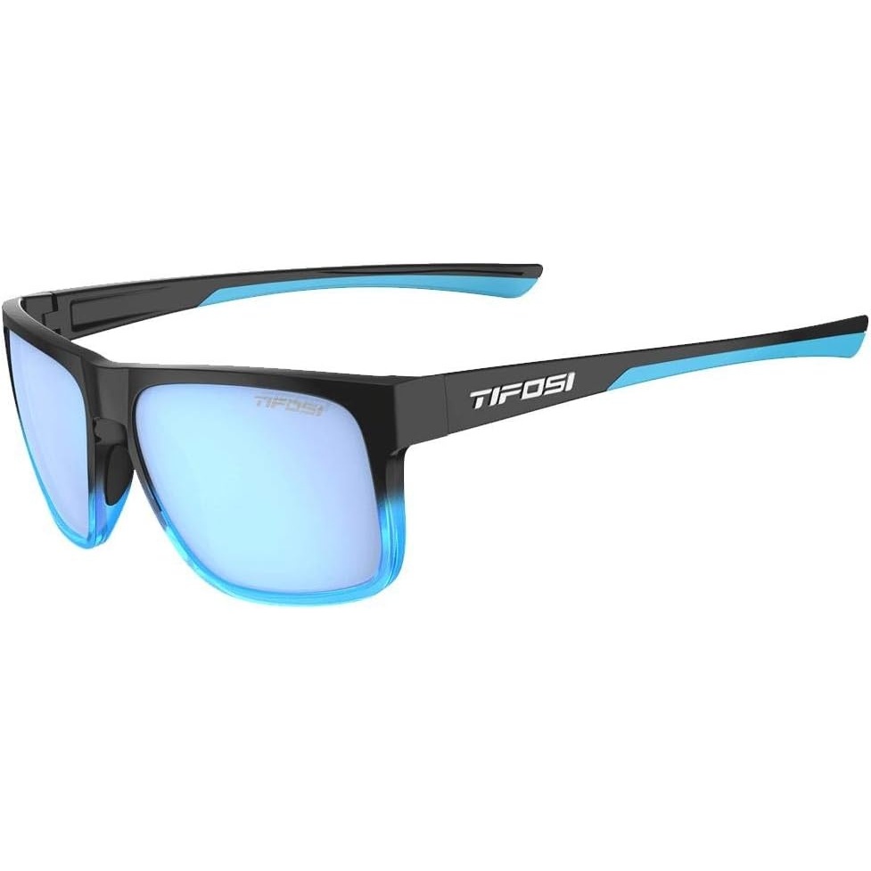Tifosi Swick Lifestyle Sport Sunglasses – Cycling, Golf & Hiking | 100% UVA/UVB, shatterproof polycarbonate. Integrated hinge, hydrophilic nose pads. For cycling, golf, hiking & running.(Crystal Clear (Sky Blue Mirror))