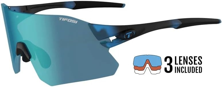 Rail Sport Sunglasses – Ideal For Cycling (Gravel, MTB & Road), Baseball & Softball(Crystal Blue (Clarion Blue/Ac Red/Clear))
