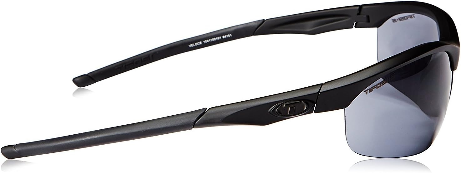 Tifosi Veloce Sport Sunglasses Men & Women – Ideal For Baseball, Cricket, Cycling, Golf, Hiking, Running, Tennis & Pickleball(Matte Black (Tactical Smoke/Hc Red/Clear))