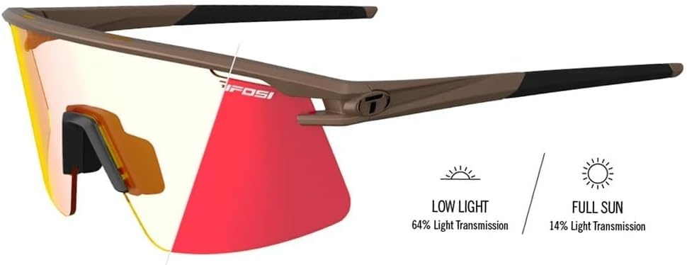 Tifosi Moab Lite Half Frame Cycling Sunglasses – Running, Pickleball(Matte Bronze (Clarion Red Fototec))