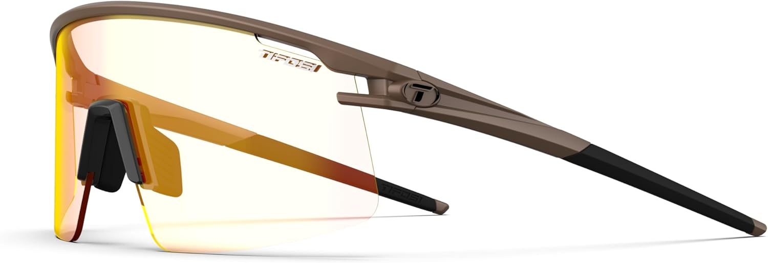 Tifosi Moab Lite Half Frame Cycling Sunglasses – Running, Pickleball(Matte Bronze (Clarion Red Fototec))