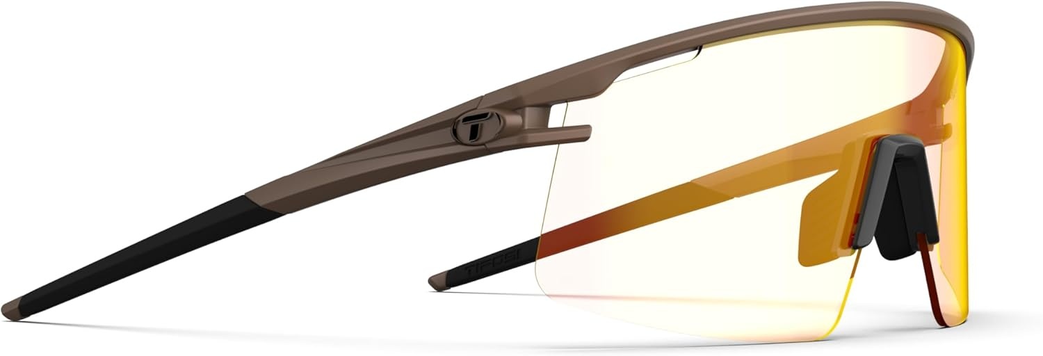 Tifosi Moab Lite Half Frame Cycling Sunglasses – Running, Pickleball(Matte Bronze (Clarion Red Fototec))