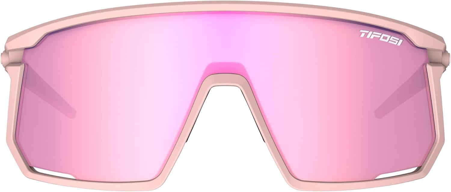 Tifosi Moab Full Frame Cycling Sunglasses – Baseball, Pickleball(Matte Pink (Clarion Rose/Ac Red/Clear))